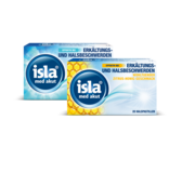 Zwei verschiedene Produkte von isla<sup>®</sup> med bei intensiven Beschwerden. Produkte der isla<sup>®</sup> med Serie.